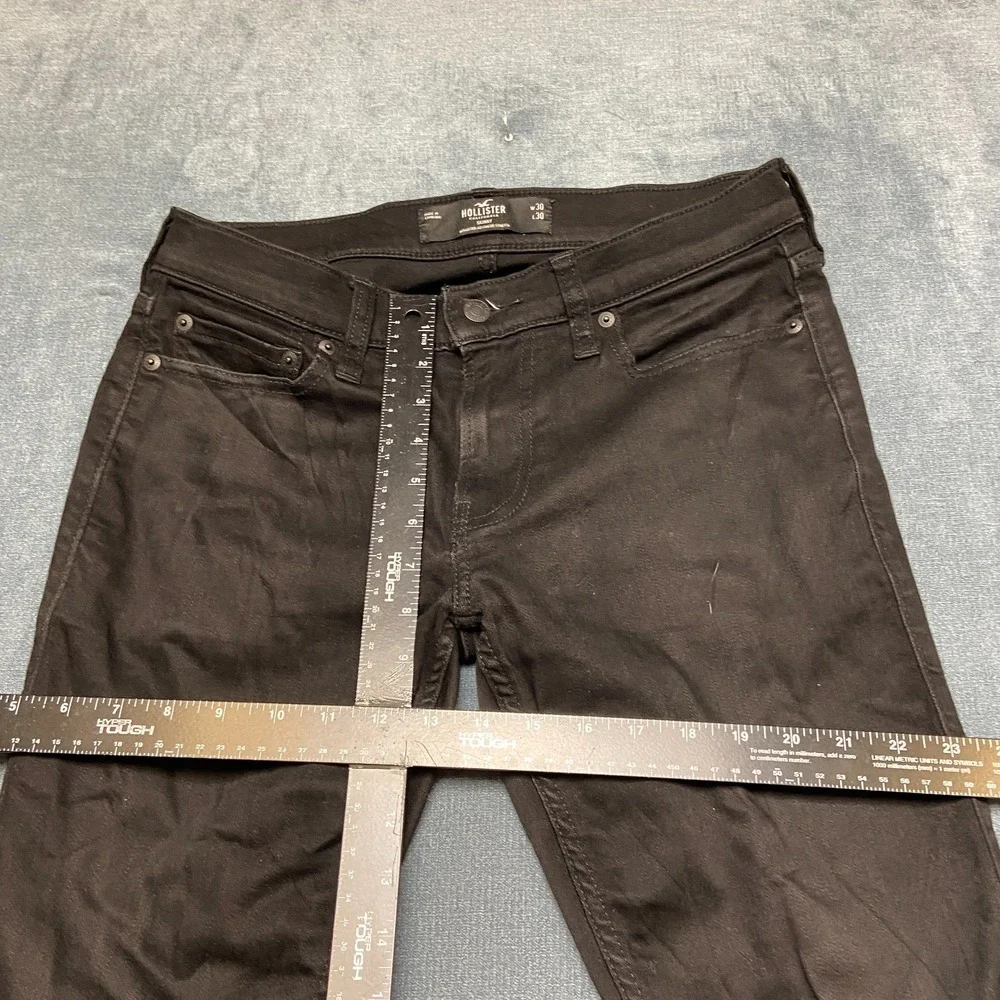 Hollister Jeans Mens 30x30 Black Denim Low Rise Streetwear Grunge Skinny Leg